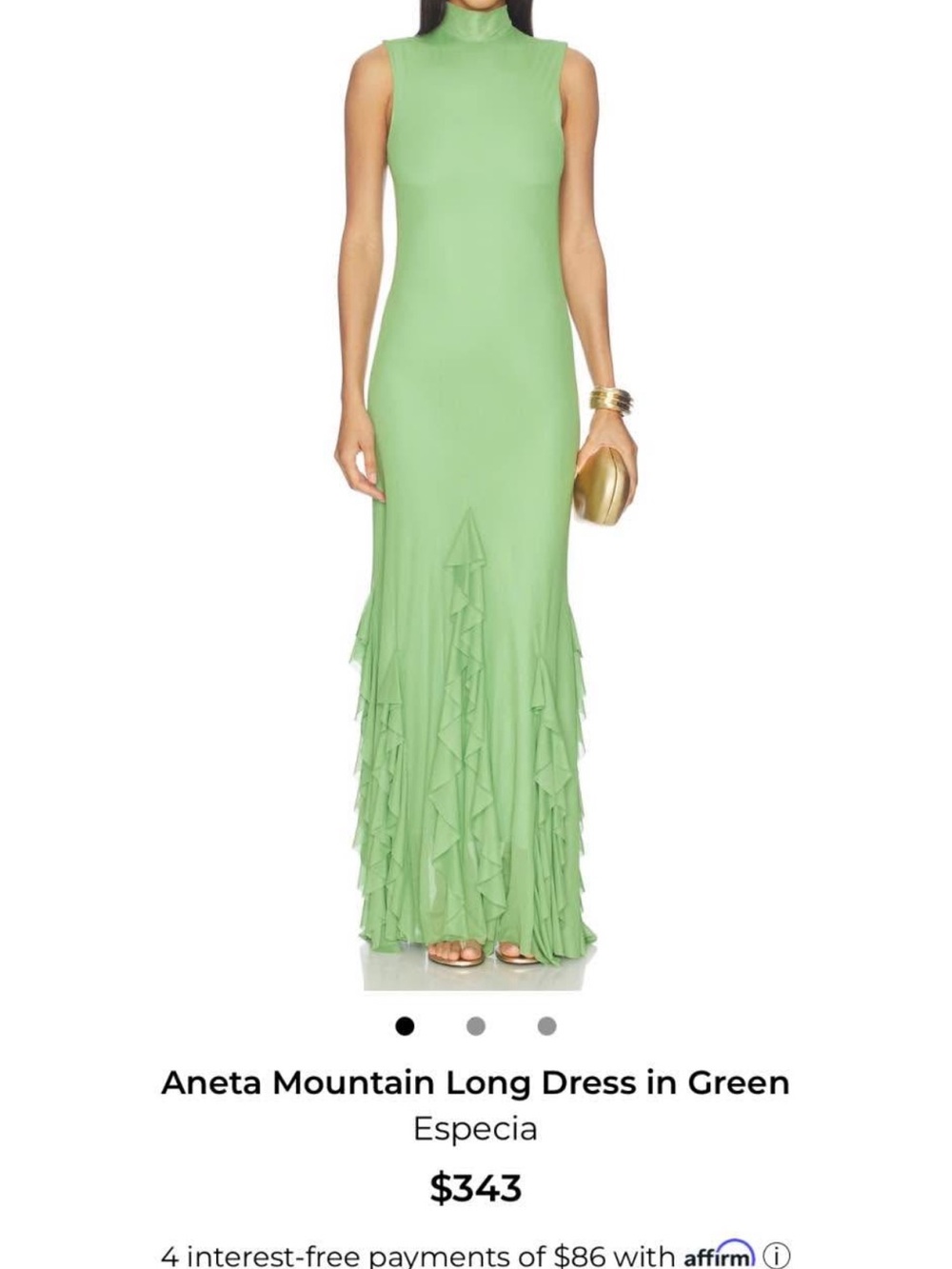 Sleeveless High-Neck Ruffle Hem Maxi Dress in Light Green